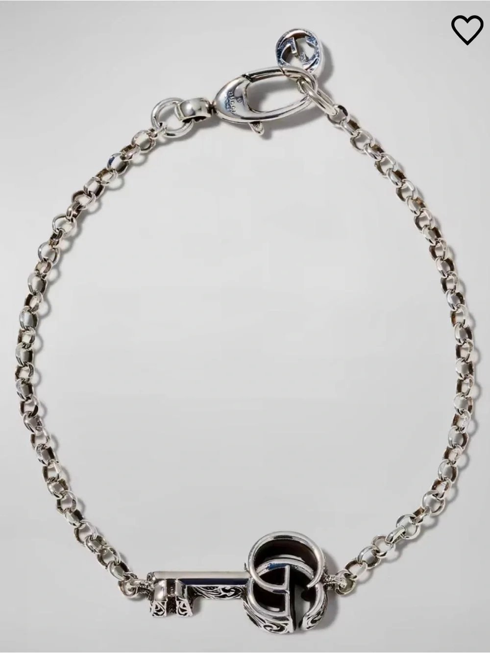 GUCCI GG MARMONT KEY STERLING SILVER CHARM BRACELET